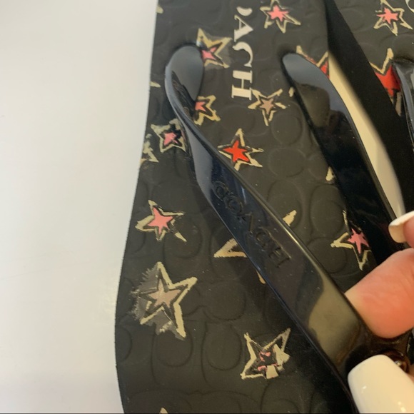 Coach Abigail Black Stars Flip Flop Thong Sandals - Picture 7 of 12